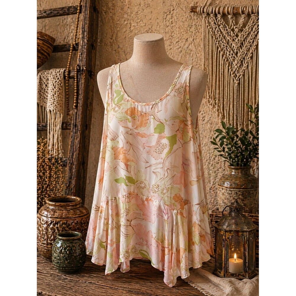 Umgee Floral Print Multicolored Tank‎ Small Top